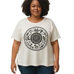 Avenue 26W 28W Women's White Short Sleeve Top Shirt  Plus Size 3X 3XL XXXL